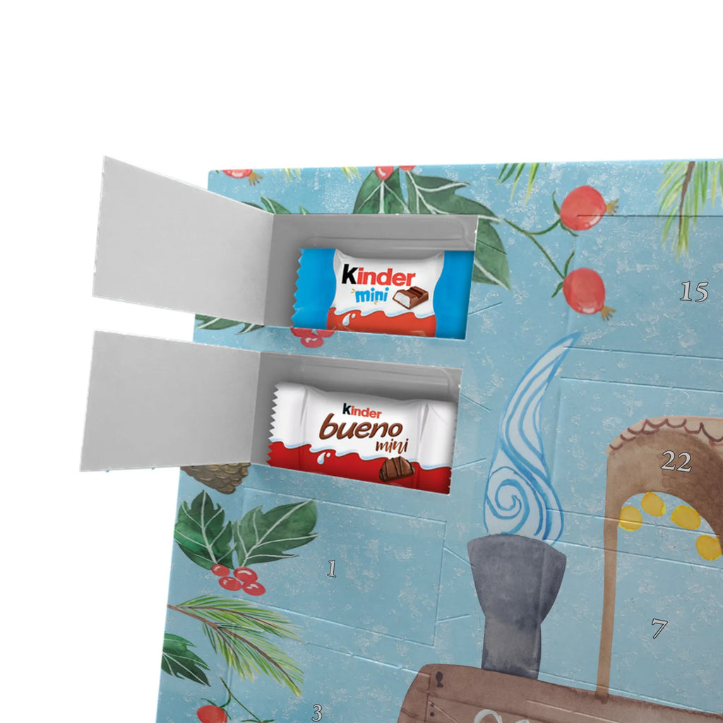 Chocolate advent calendar hedgehog Chestnuts Christmas time, snow