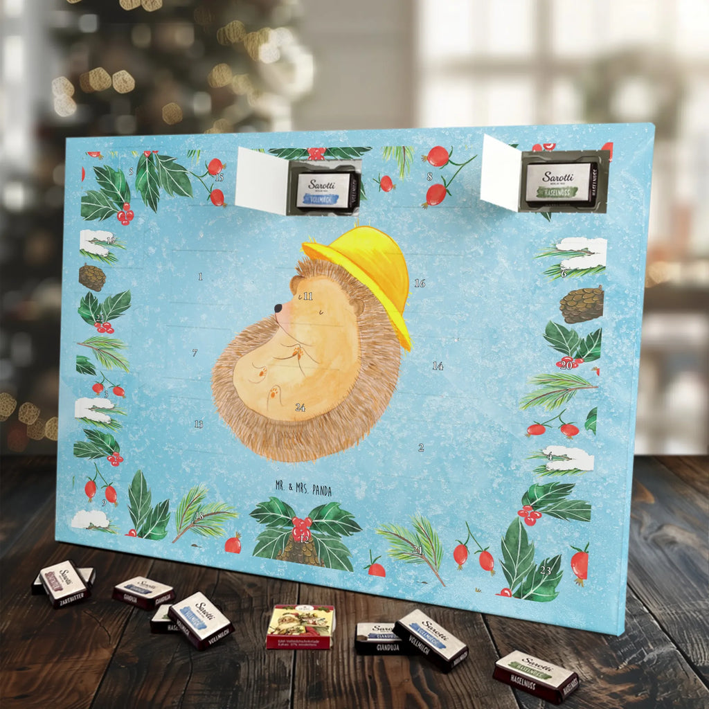 Chocolate advent calendar Hedgehog Pray gift ideas, gifts, small animals, good mood, cute, funny sayings, cute animal motives, hand drawn, special gifts, card, animal lover, pray, God, sun hat, enjoy, hedgehog with hat, gratitude, be grateful