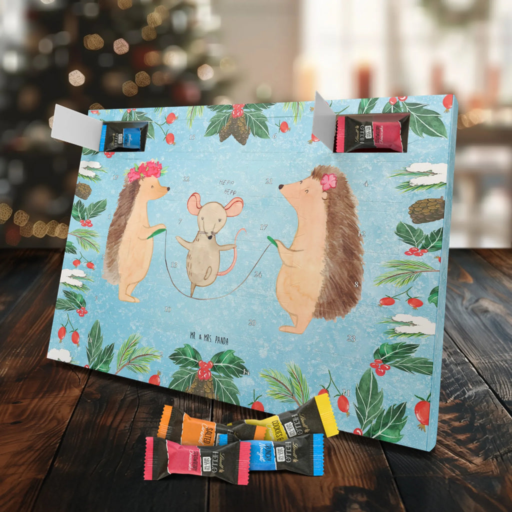 Chocolate advent calendar Hedgehog skipping gift ideas, gifts, small animals, good mood, cute, funny sayings, cute animal motives, hand drawn, special gifts, card, animal lover, children, rope skipping, mouse
