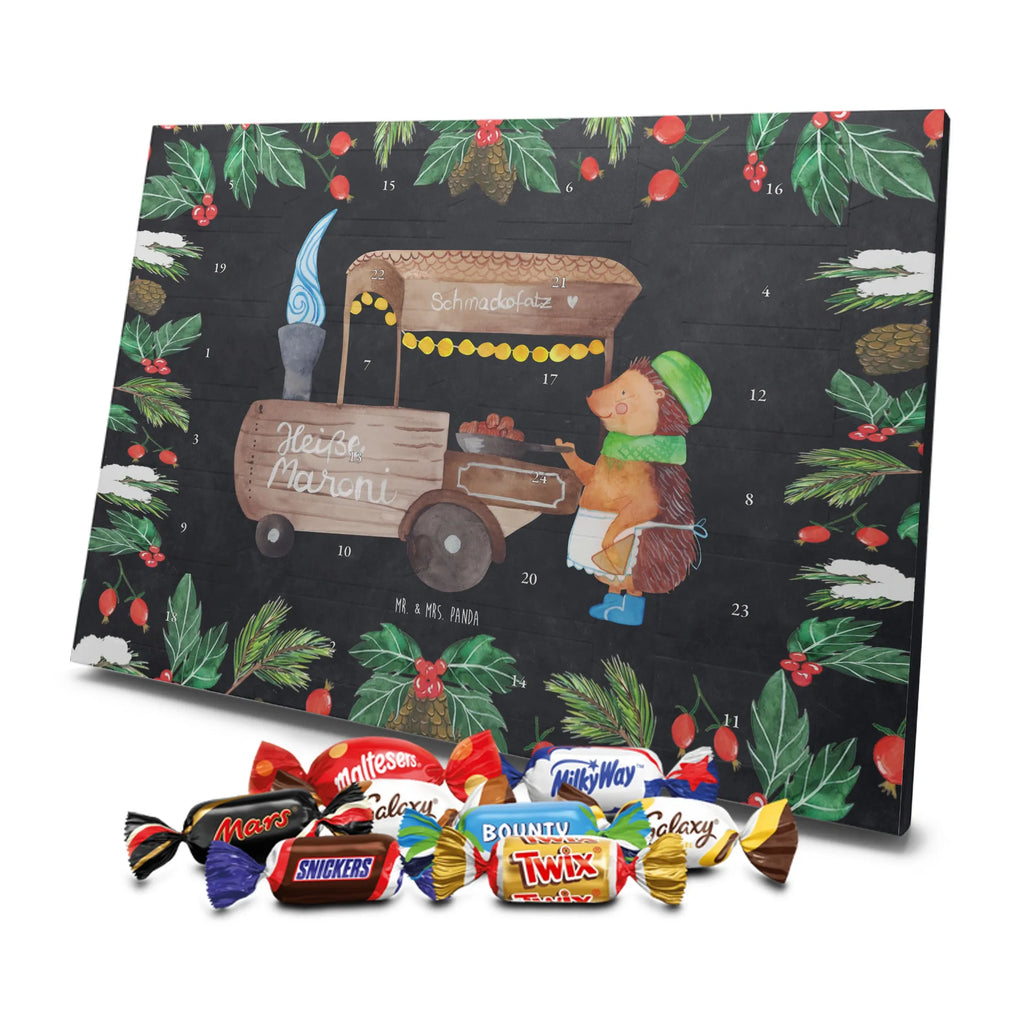 Chocolate advent calendar hedgehog Chestnuts Christmas time, snow