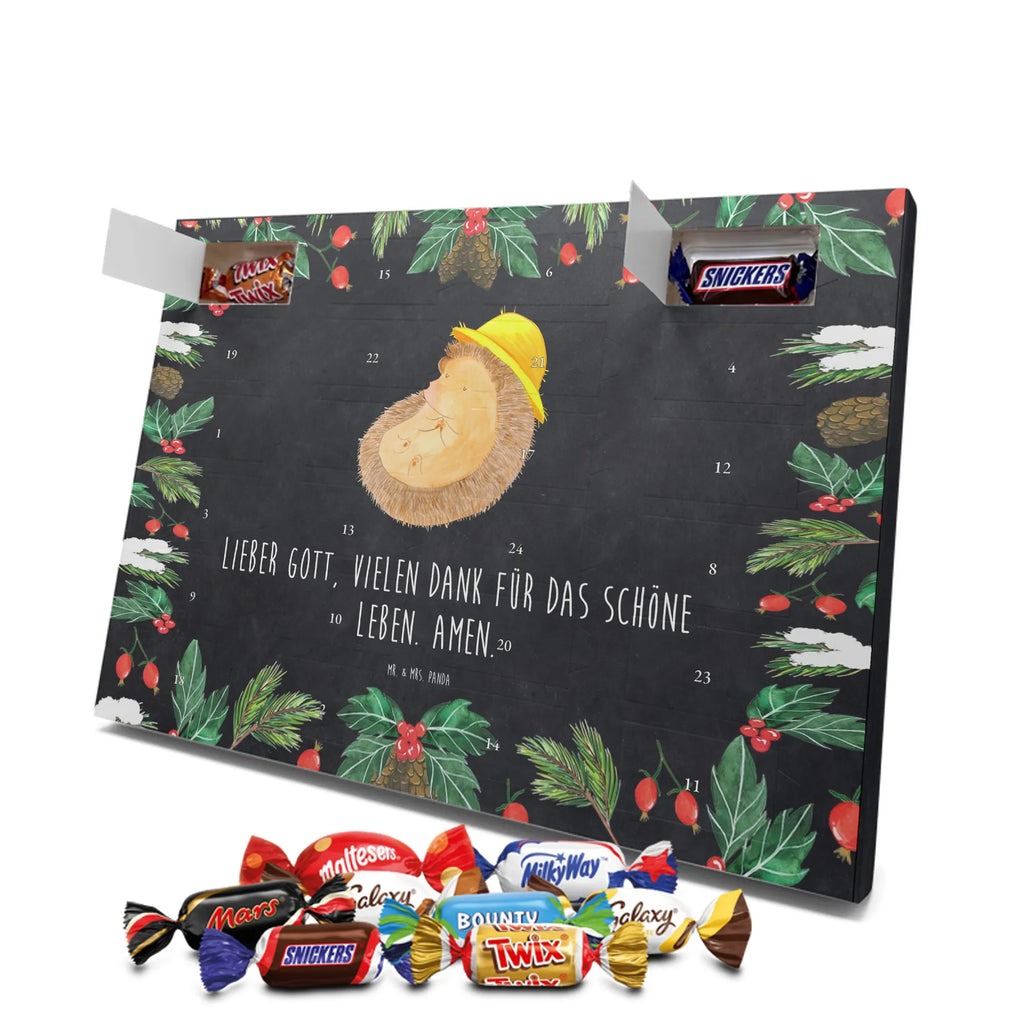 Chocolate advent calendar Hedgehog Pray gift ideas, gifts, small animals, good mood, cute, funny sayings, cute animal motives, hand drawn, special gifts, card, animal lover, pray, God, sun hat, enjoy, hedgehog with hat, gratitude, be grateful