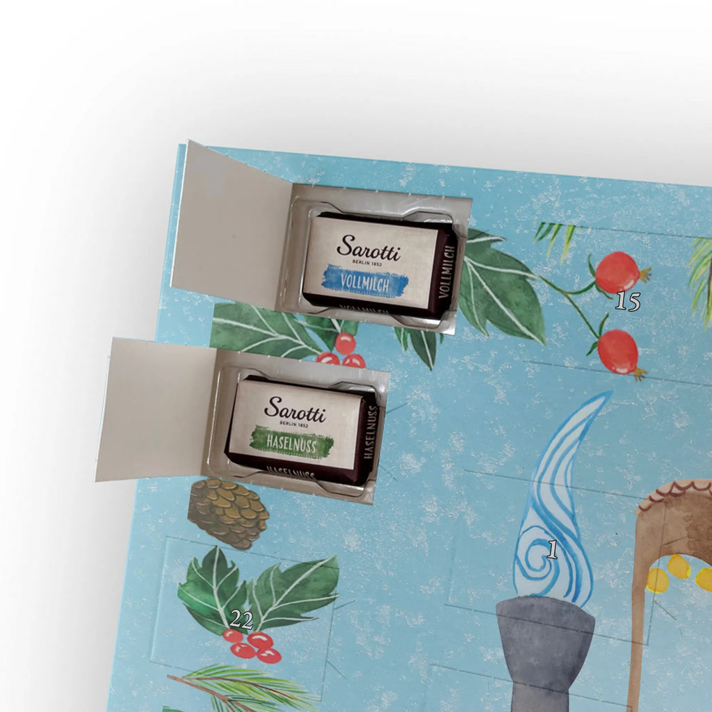 Chocolate advent calendar hedgehog Chestnuts Christmas time, snow