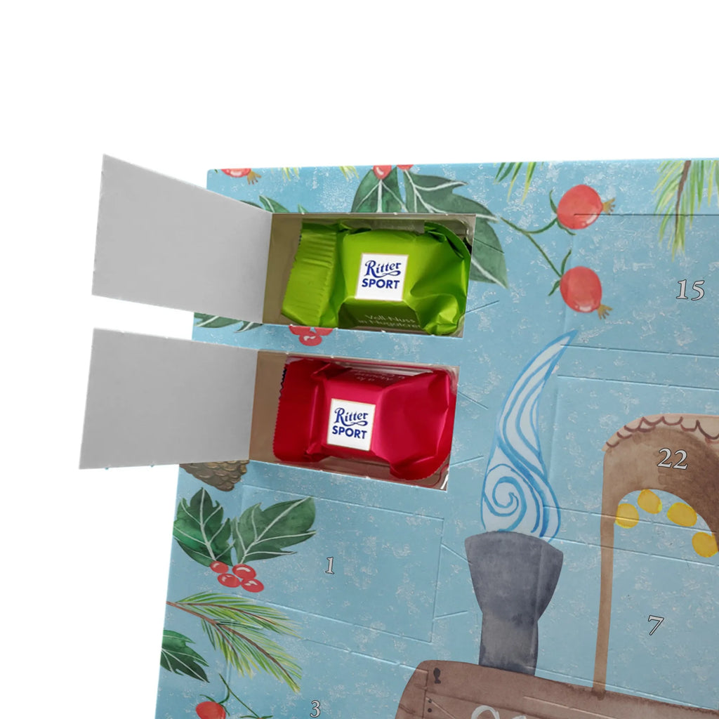 Chocolate advent calendar hedgehog Chestnuts Christmas time, snow