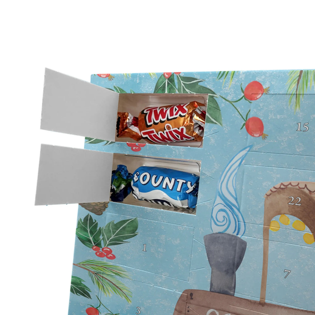 Chocolate advent calendar hedgehog Chestnuts Christmas time, snow