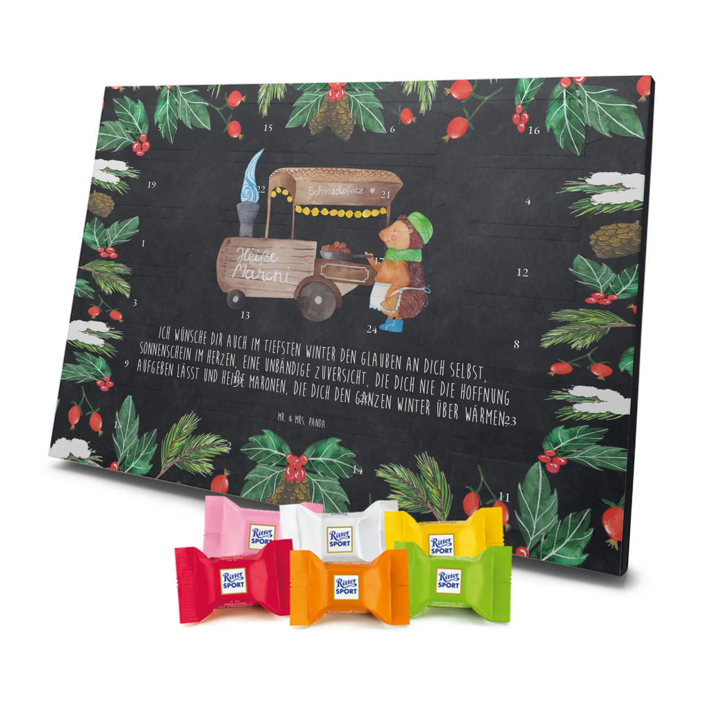 Chocolate advent calendar hedgehog Chestnuts Christmas time, snow
