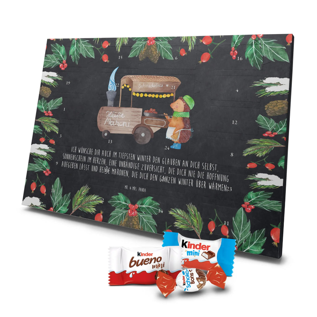 Chocolate advent calendar hedgehog Chestnuts Christmas time, snow