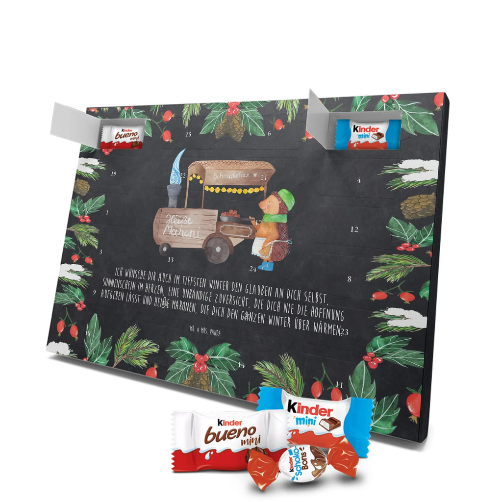 Chocolate advent calendar hedgehog Chestnuts Christmas time, snow