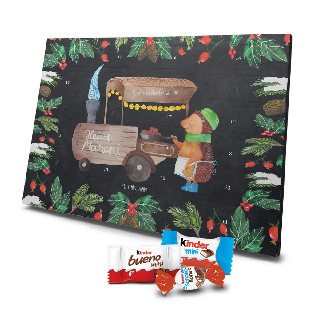 Chocolate advent calendar hedgehog Chestnuts Christmas time, snow