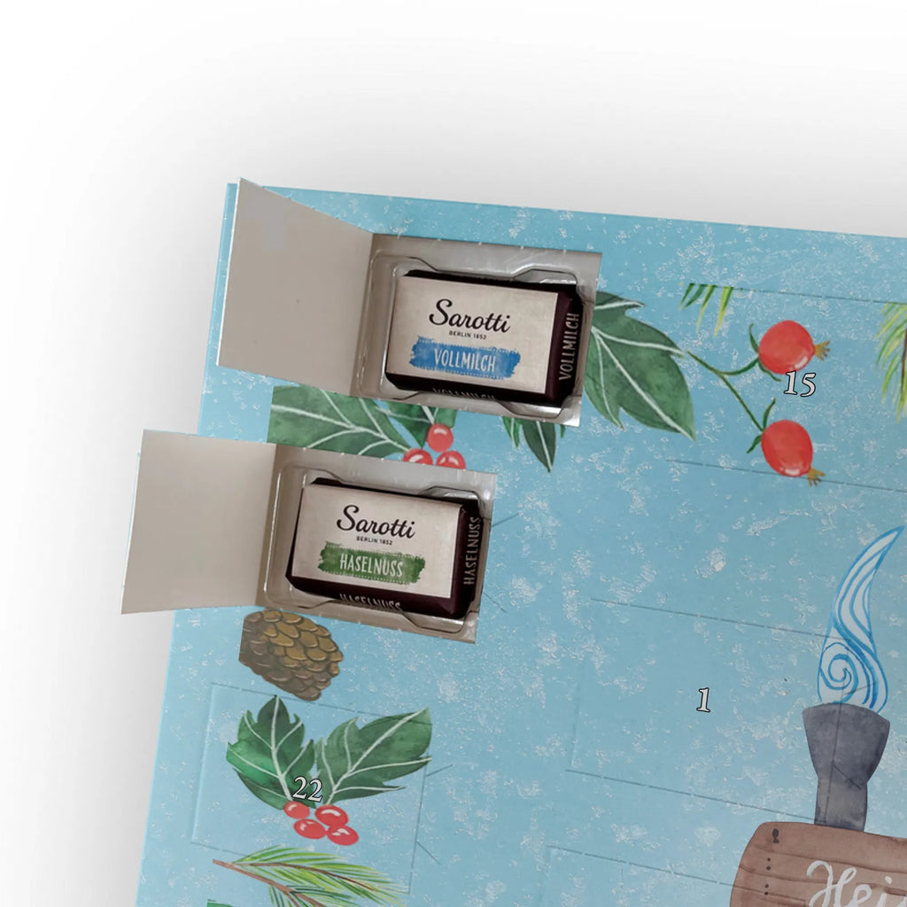 Chocolate advent calendar hedgehog Chestnuts Christmas time, snow