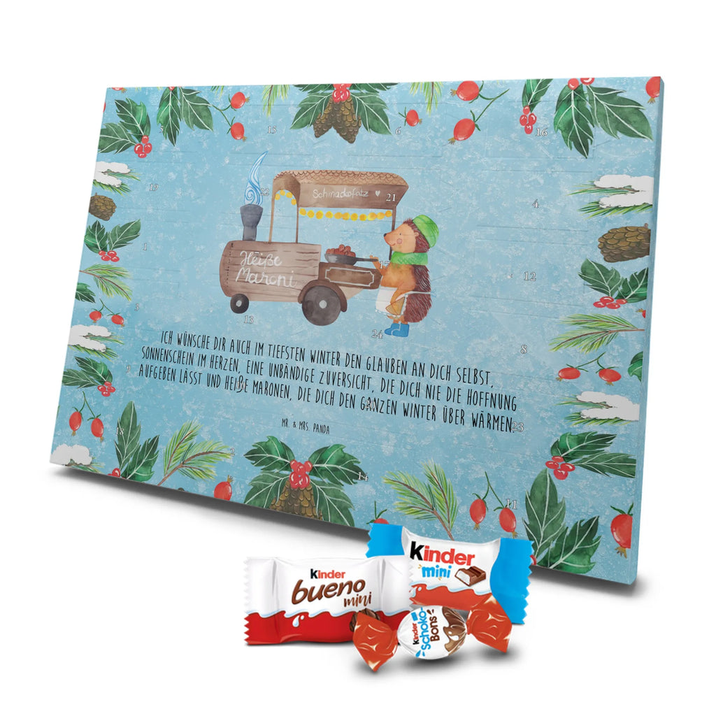 Chocolate advent calendar hedgehog Chestnuts Christmas time, snow
