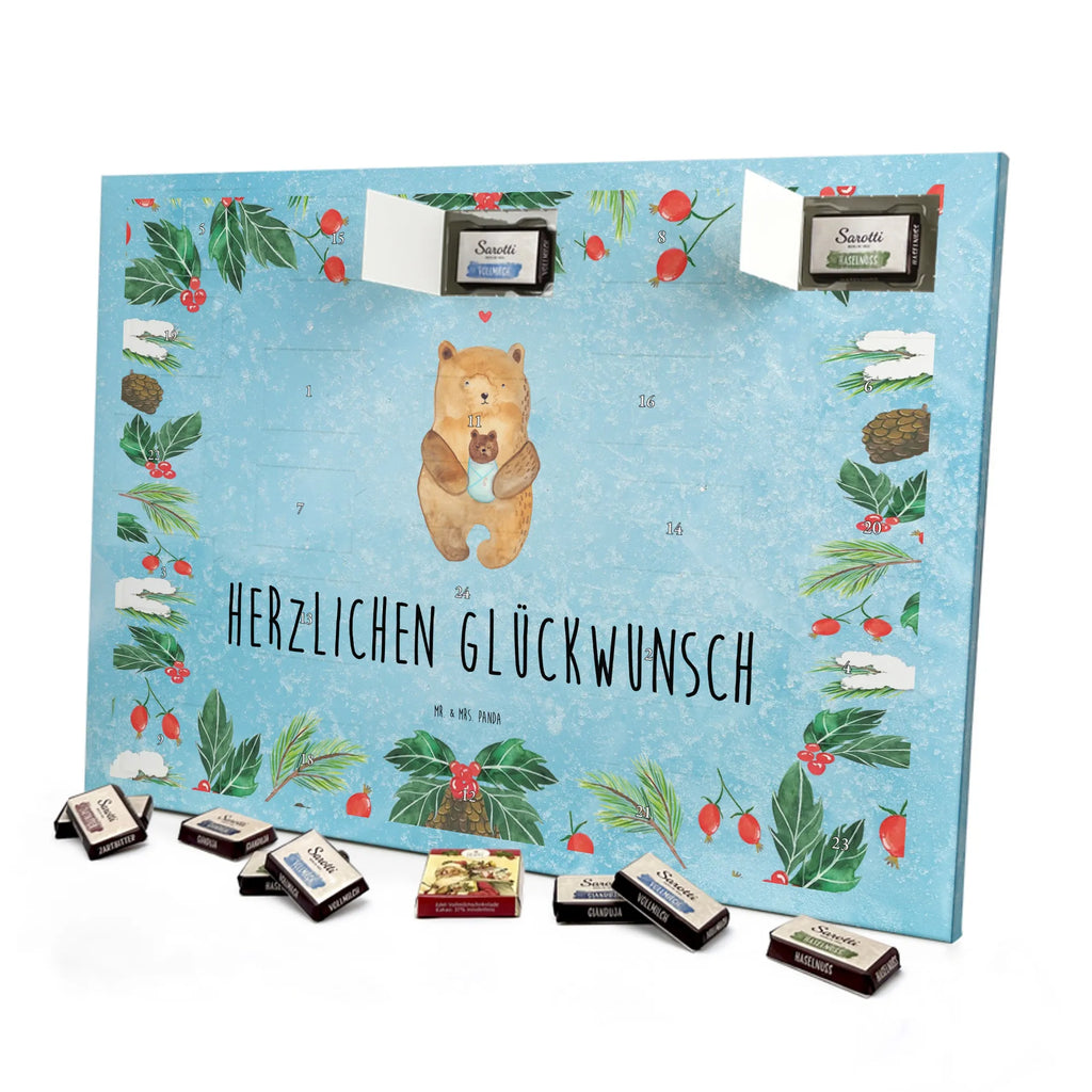 Chocolate advent calendar bear infant cuddly toy, teddy bear, baptized child, congratulations, baptism, nephew, grandson, parents, mother, niece, grandchild, birth, birthday