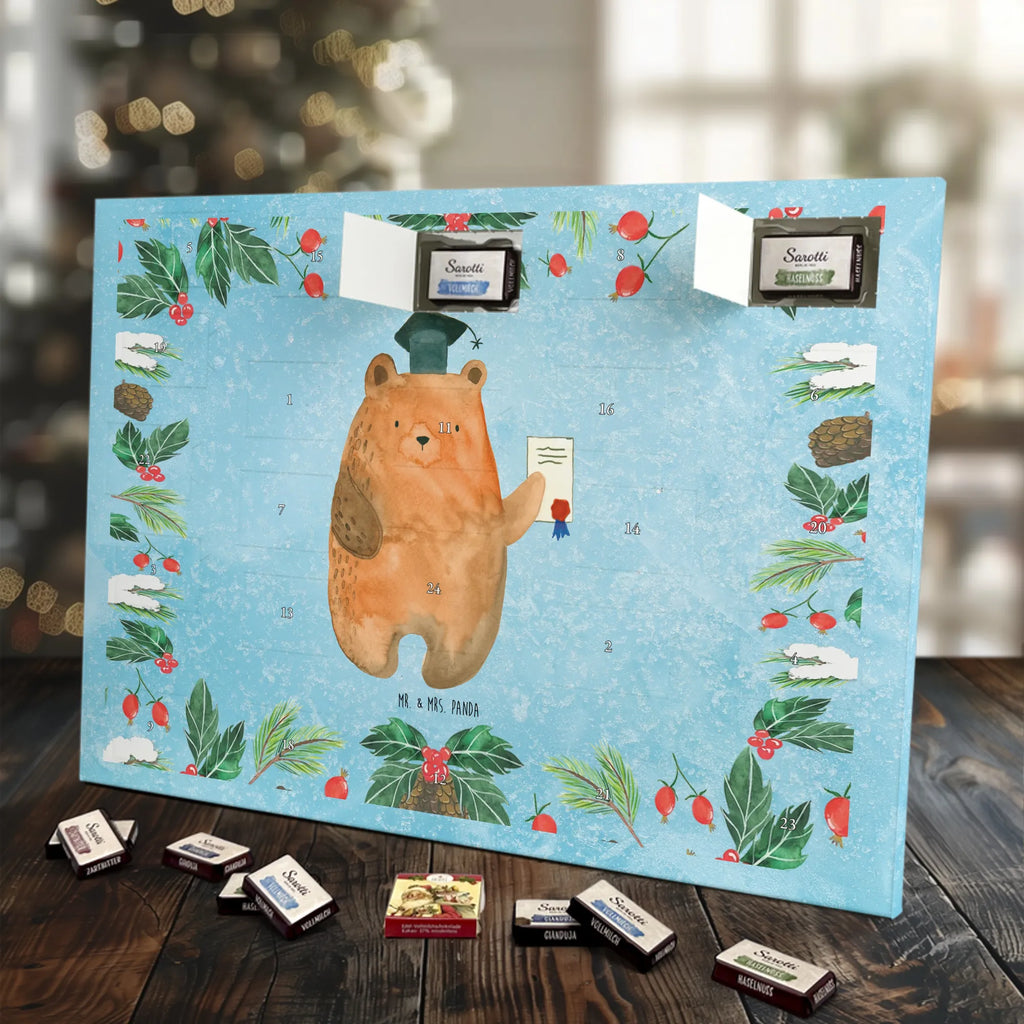Chocolate advent calendar bear Test cuddly toy, teddy bear, diploma, examination passed, certificate, examinations, degree