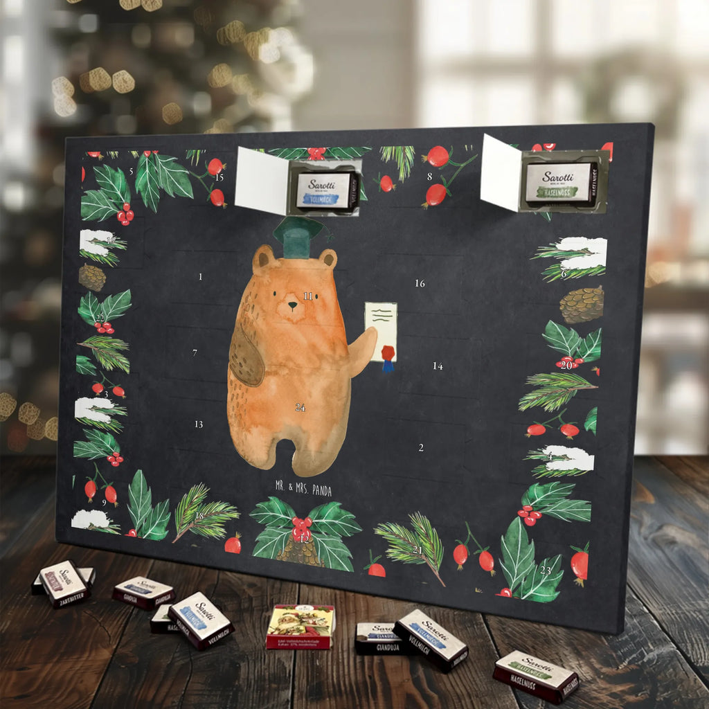 Chocolate advent calendar bear Test cuddly toy, teddy bear, diploma, examination passed, certificate, examinations, degree