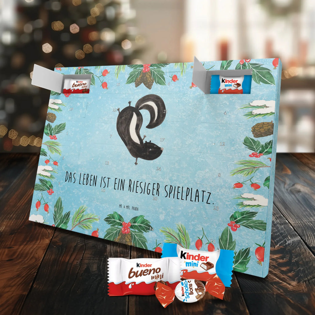 Chocolate advent calendar skunk handstand child, stink, playful, playground, wild animal, predator