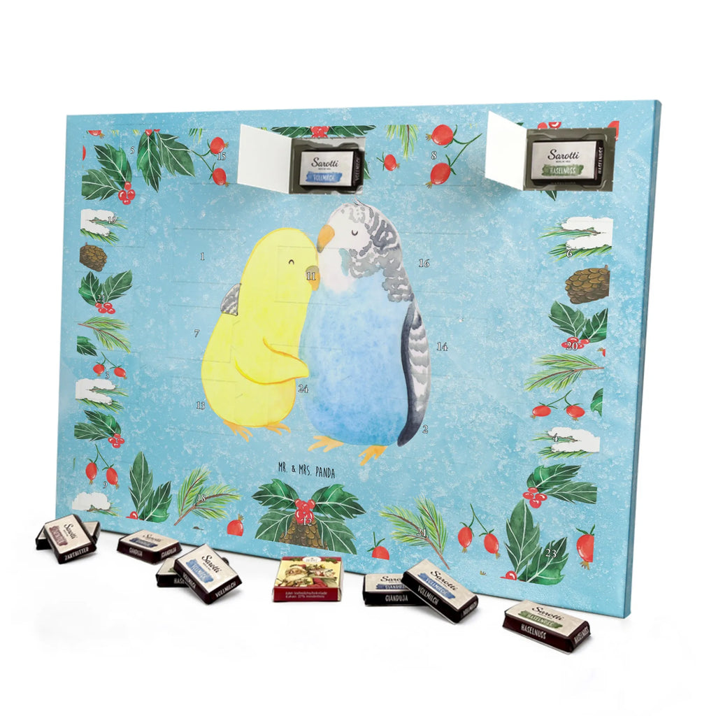 Chocolate advent calendar Parakeets in love Loving, Marriage, Proposal of marriage, anniversary gift, Together, Love gift, gift for her, gift for him, Two, trust, budgie, closeness, cuddling, birds