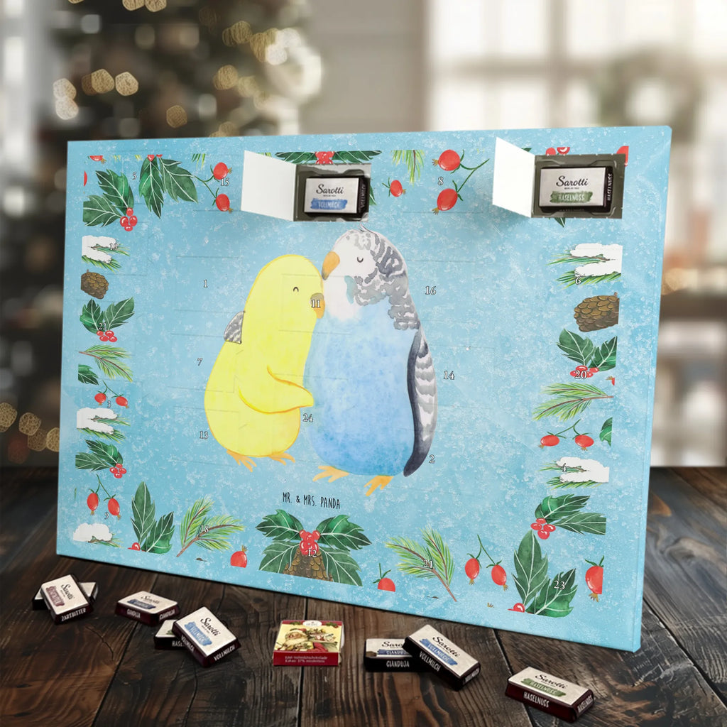 Chocolate advent calendar Parakeets in love Loving, Marriage, Proposal of marriage, anniversary gift, Together, Love gift, gift for her, gift for him, Two, trust, budgie, closeness, cuddling, birds