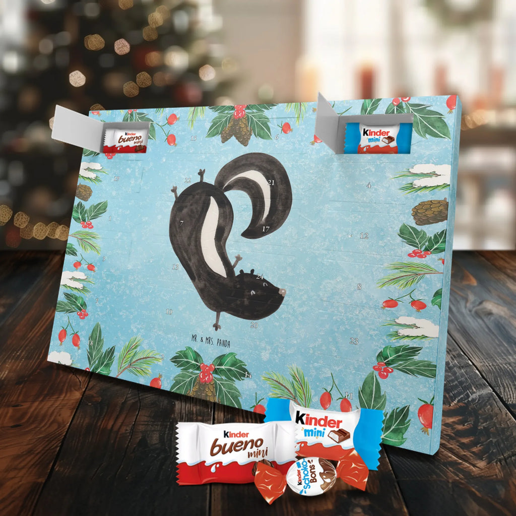 Chocolate advent calendar skunk handstand child, stink, playful, playground, wild animal, predator