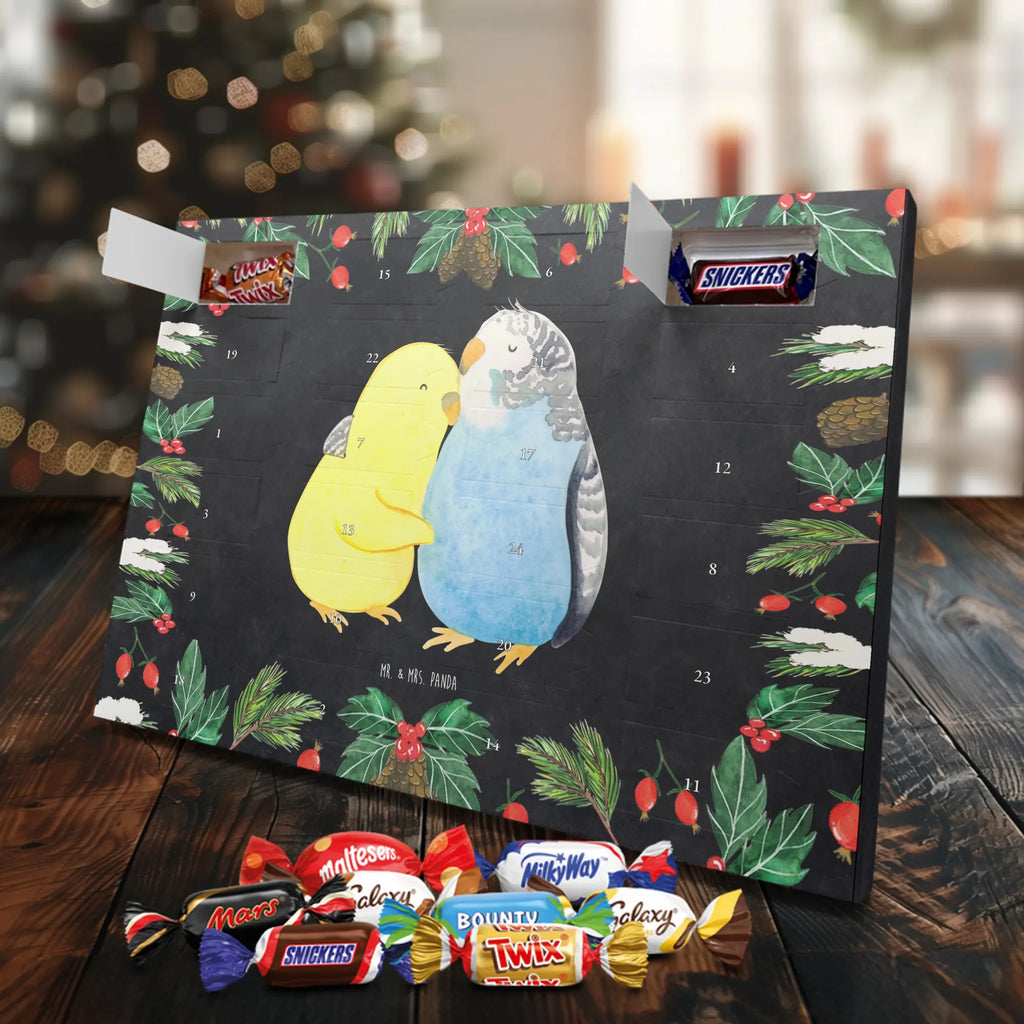 Chocolate advent calendar Parakeets in love Loving, Marriage, Proposal of marriage, anniversary gift, Together, Love gift, gift for her, gift for him, Two, trust, budgie, closeness, cuddling, birds