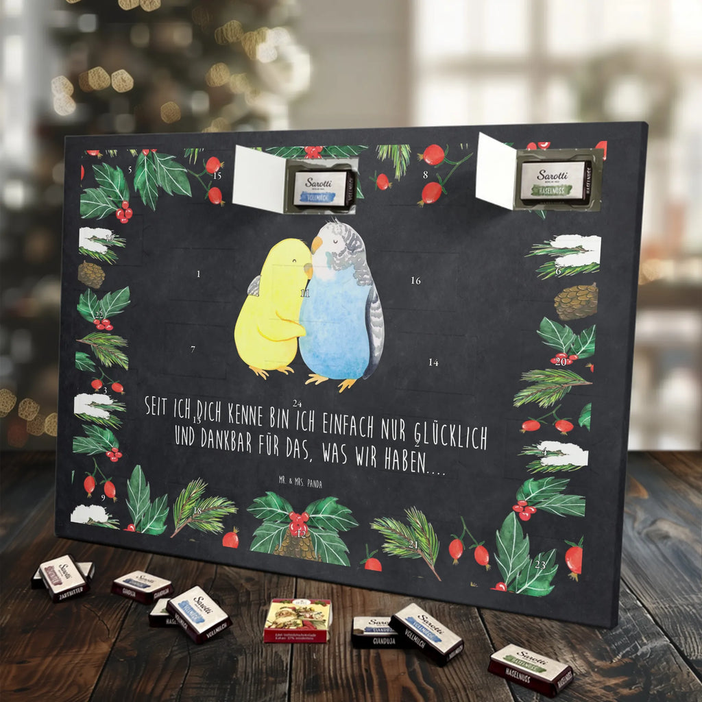Chocolate advent calendar Parakeets in love Loving, Marriage, Proposal of marriage, anniversary gift, Together, Love gift, gift for her, gift for him, Two, trust, budgie, closeness, cuddling, birds