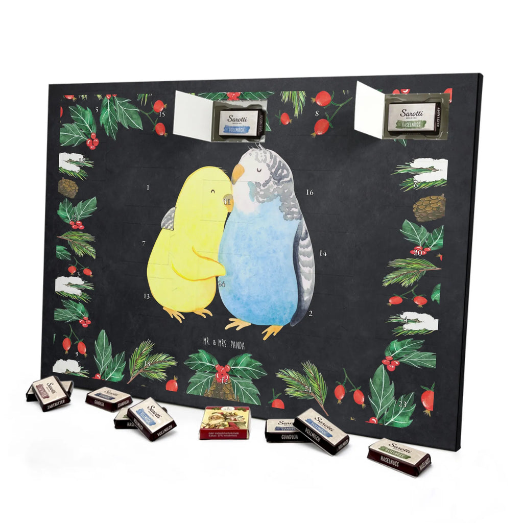 Chocolate advent calendar Parakeets in love Loving, Marriage, Proposal of marriage, anniversary gift, Together, Love gift, gift for her, gift for him, Two, trust, budgie, closeness, cuddling, birds