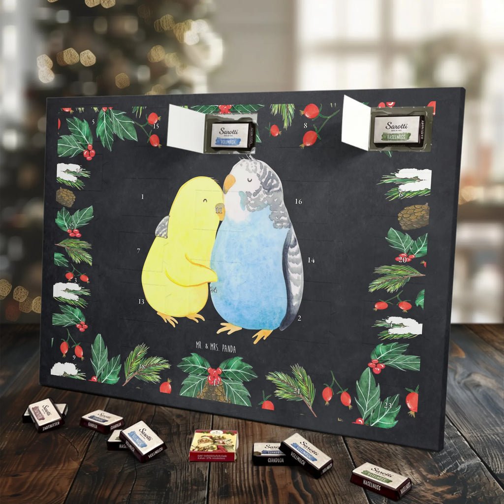 Chocolate advent calendar Parakeets in love Loving, Marriage, Proposal of marriage, anniversary gift, Together, Love gift, gift for her, gift for him, Two, trust, budgie, closeness, cuddling, birds
