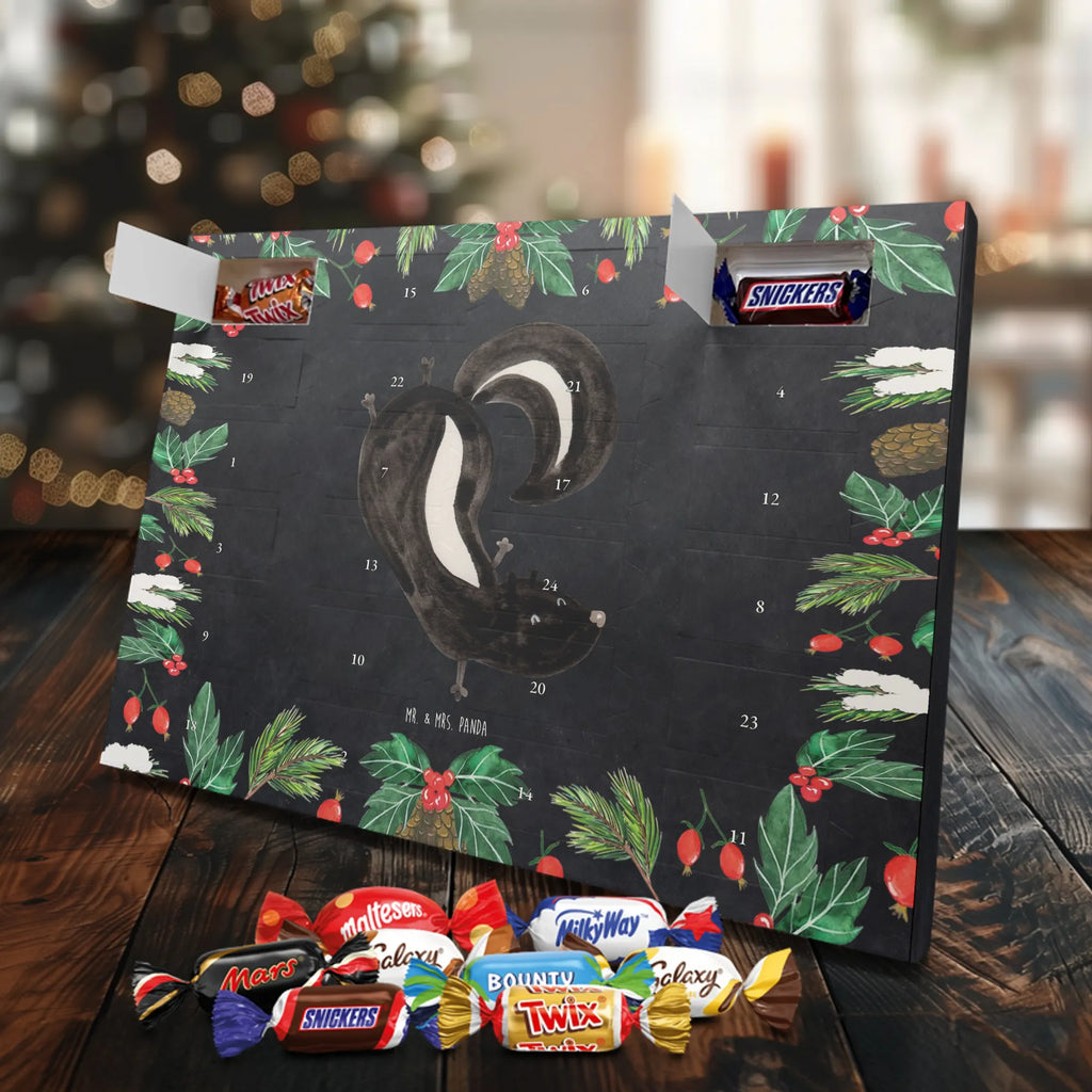 Chocolate advent calendar skunk handstand child, stink, playful, playground, wild animal, predator