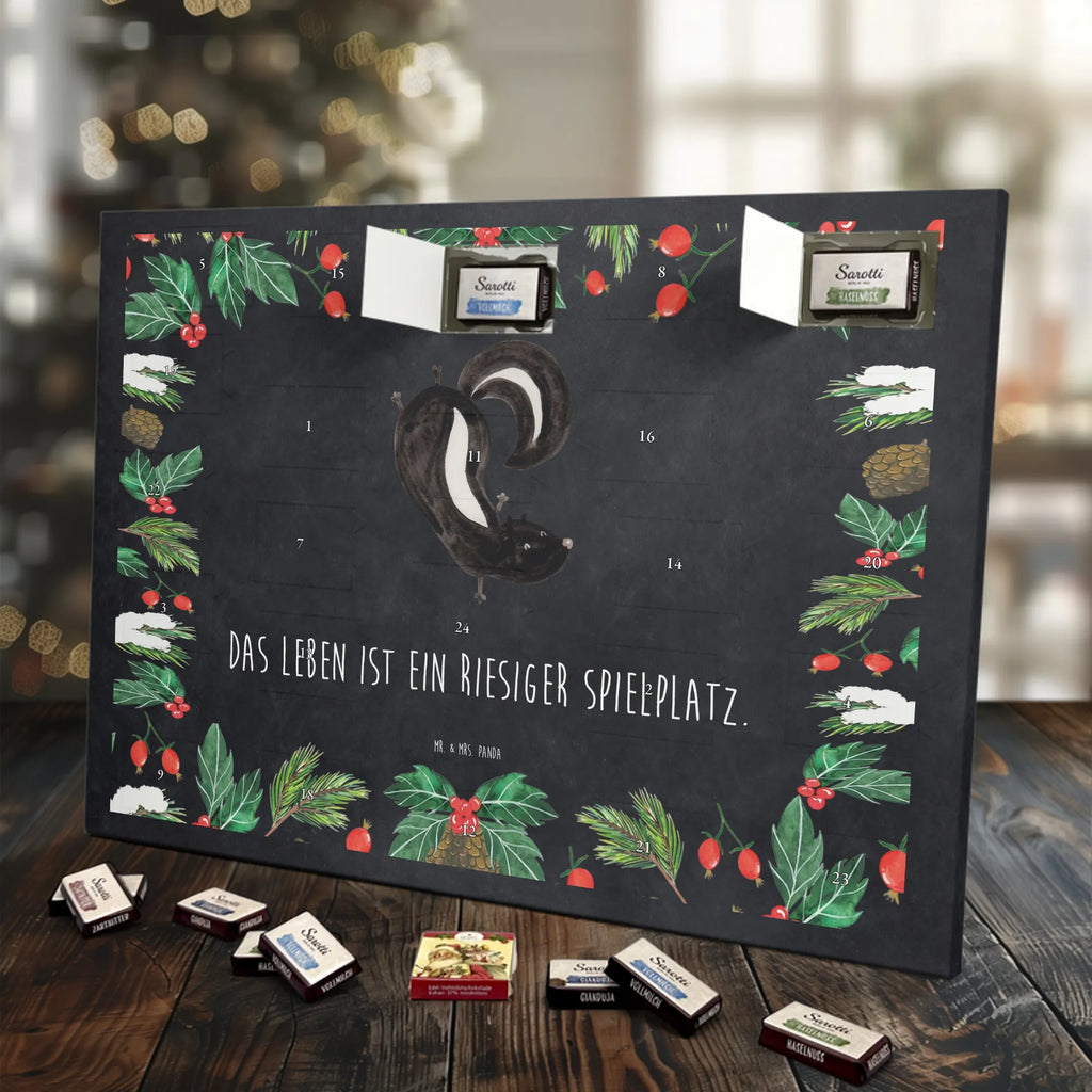 Chocolate advent calendar skunk handstand child, stink, playful, playground, wild animal, predator