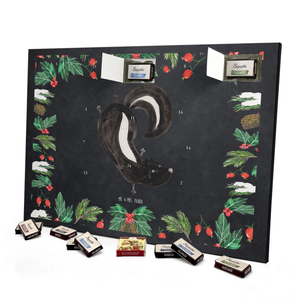 Chocolate advent calendar skunk handstand child, stink, playful, playground, wild animal, predator