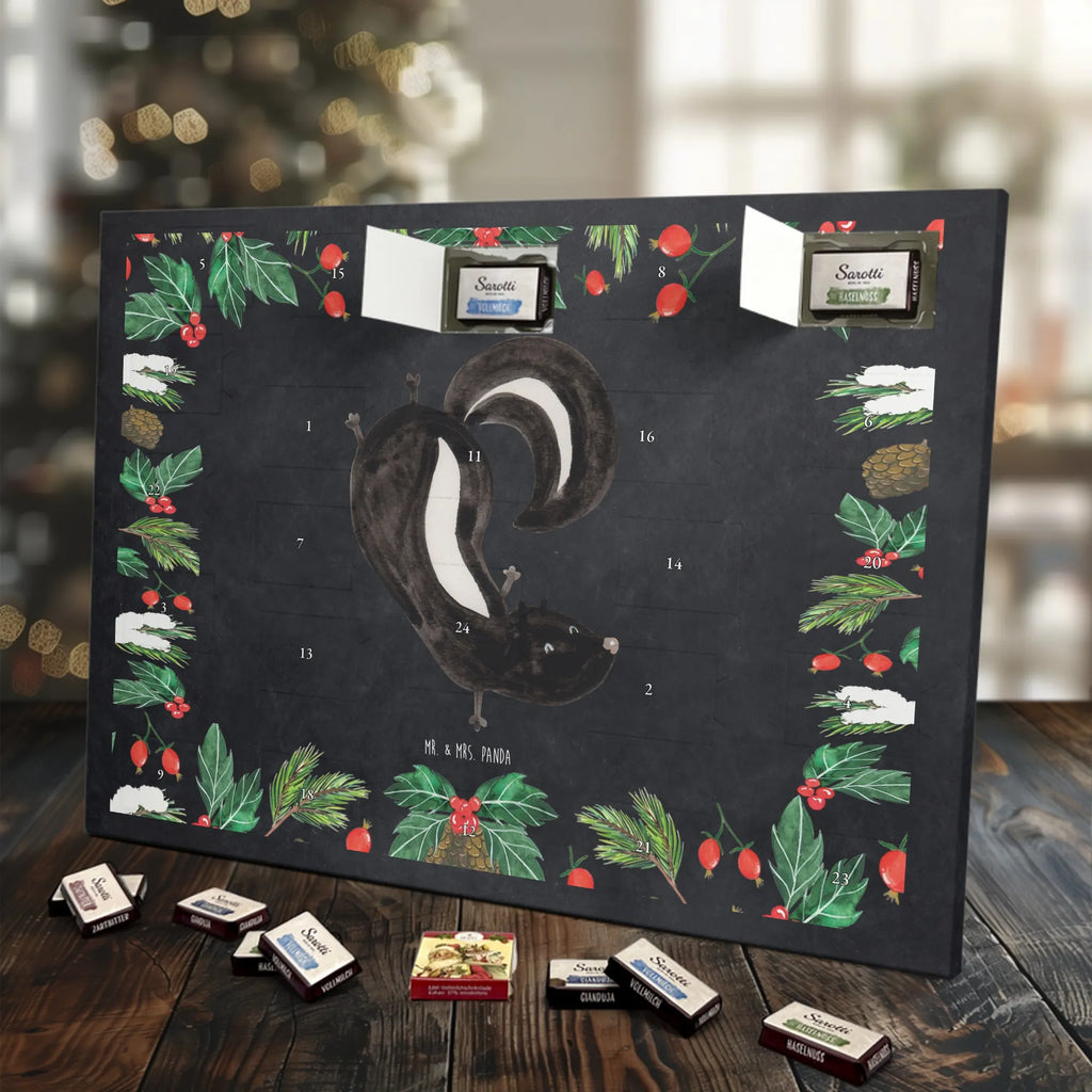 Chocolate advent calendar skunk handstand child, stink, playful, playground, wild animal, predator