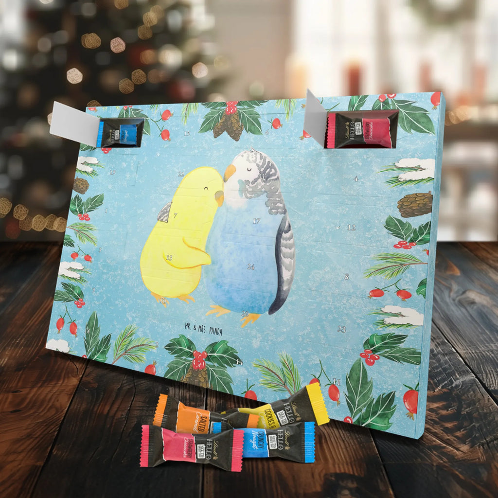 Chocolate advent calendar Parakeets in love Loving, Marriage, Proposal of marriage, anniversary gift, Together, Love gift, gift for her, gift for him, Two, trust, budgie, closeness, cuddling, birds