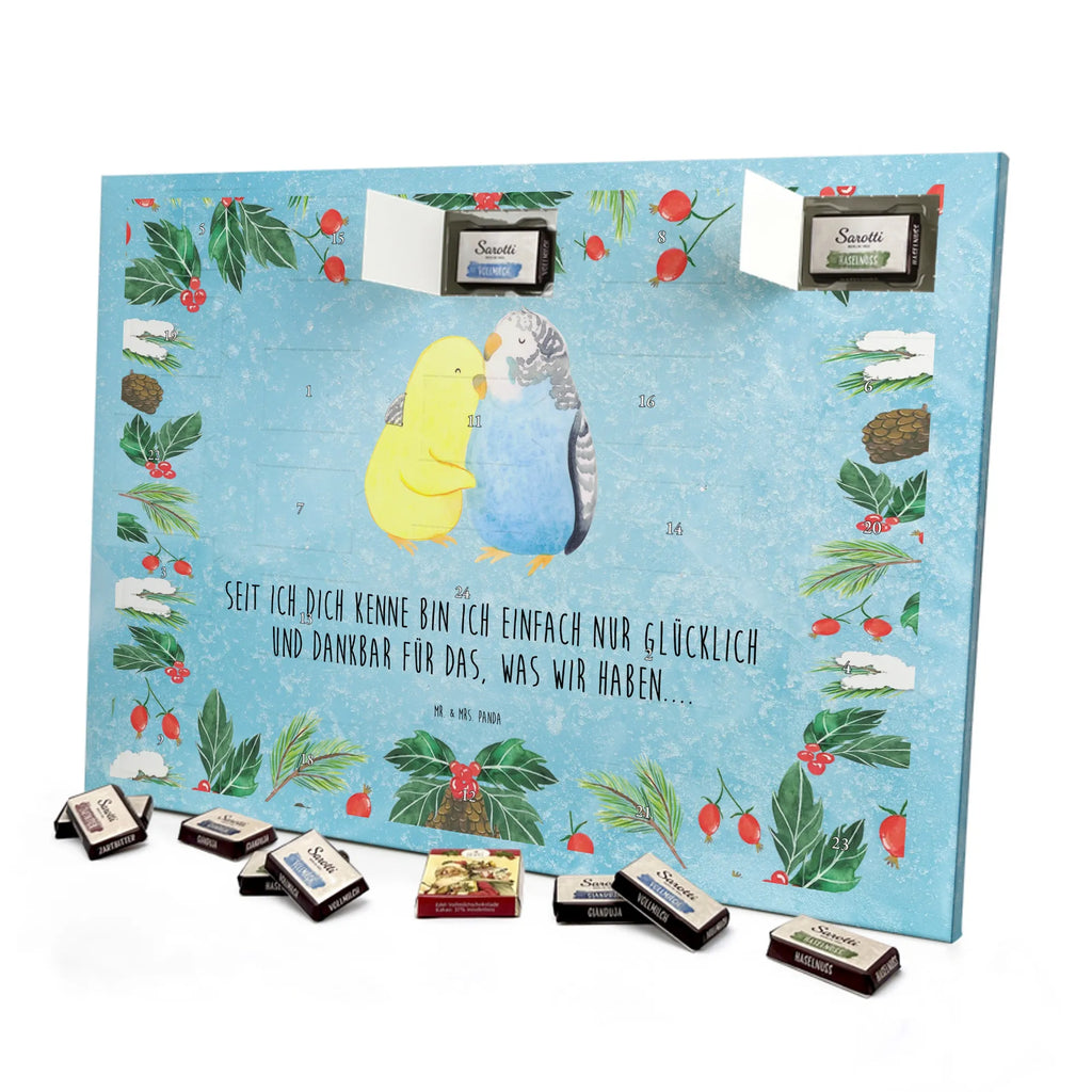 Chocolate advent calendar Parakeets in love Loving, Marriage, Proposal of marriage, anniversary gift, Together, Love gift, gift for her, gift for him, Two, trust, budgie, closeness, cuddling, birds