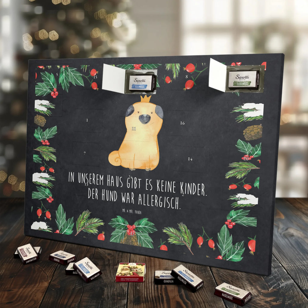 Chocolate advent calendar pug Crown mutt, dog sayings, love dogs, dog mama, funny gifts for dog owners, woof, what do you give a dog lover, dog breed, Christmas gifts for dogs, gifts for dogs, bag with dog print, love for dogs, hound, dog decorative items, childless, allergic, dog owners. Saying, Pug, house rules