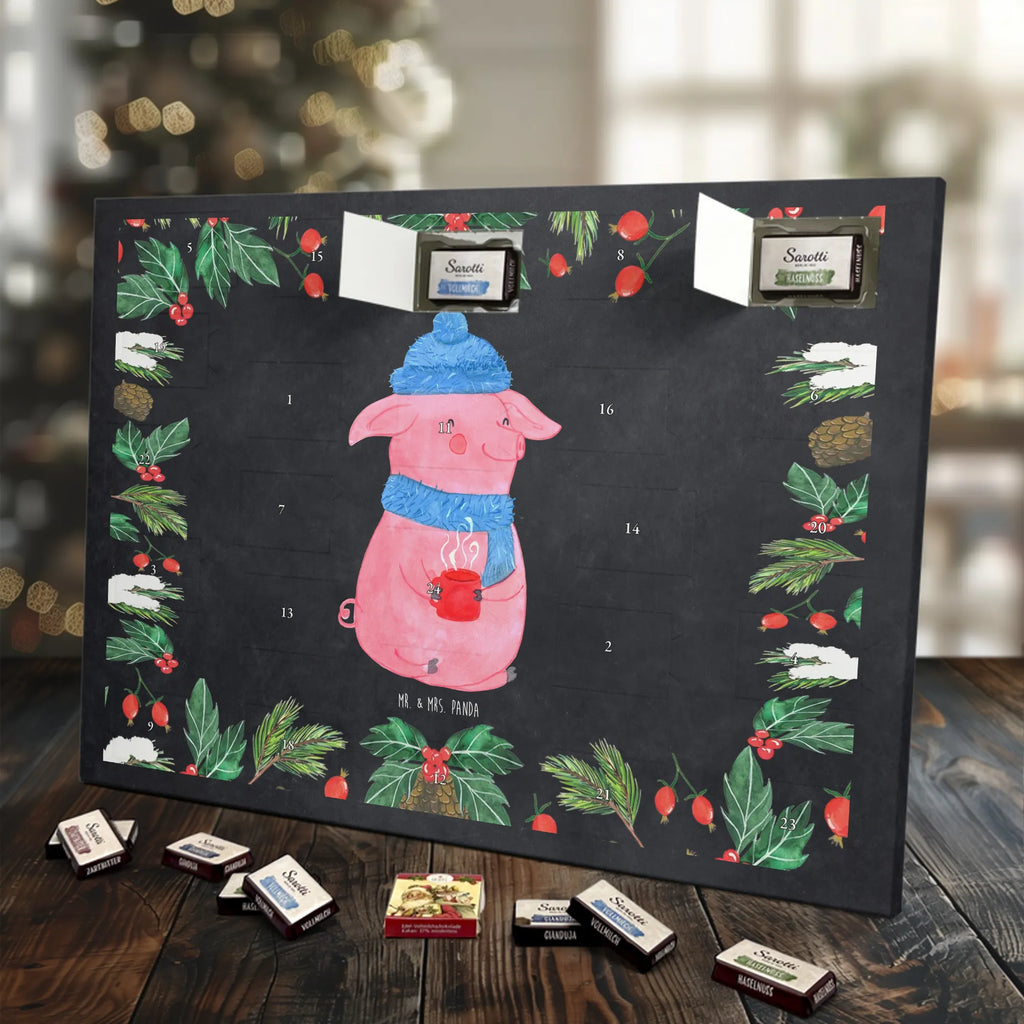 Chocolate advent calendar piggy Mulled wine Christmas time, snow, mulled wine, drunk, Christmas market, saying