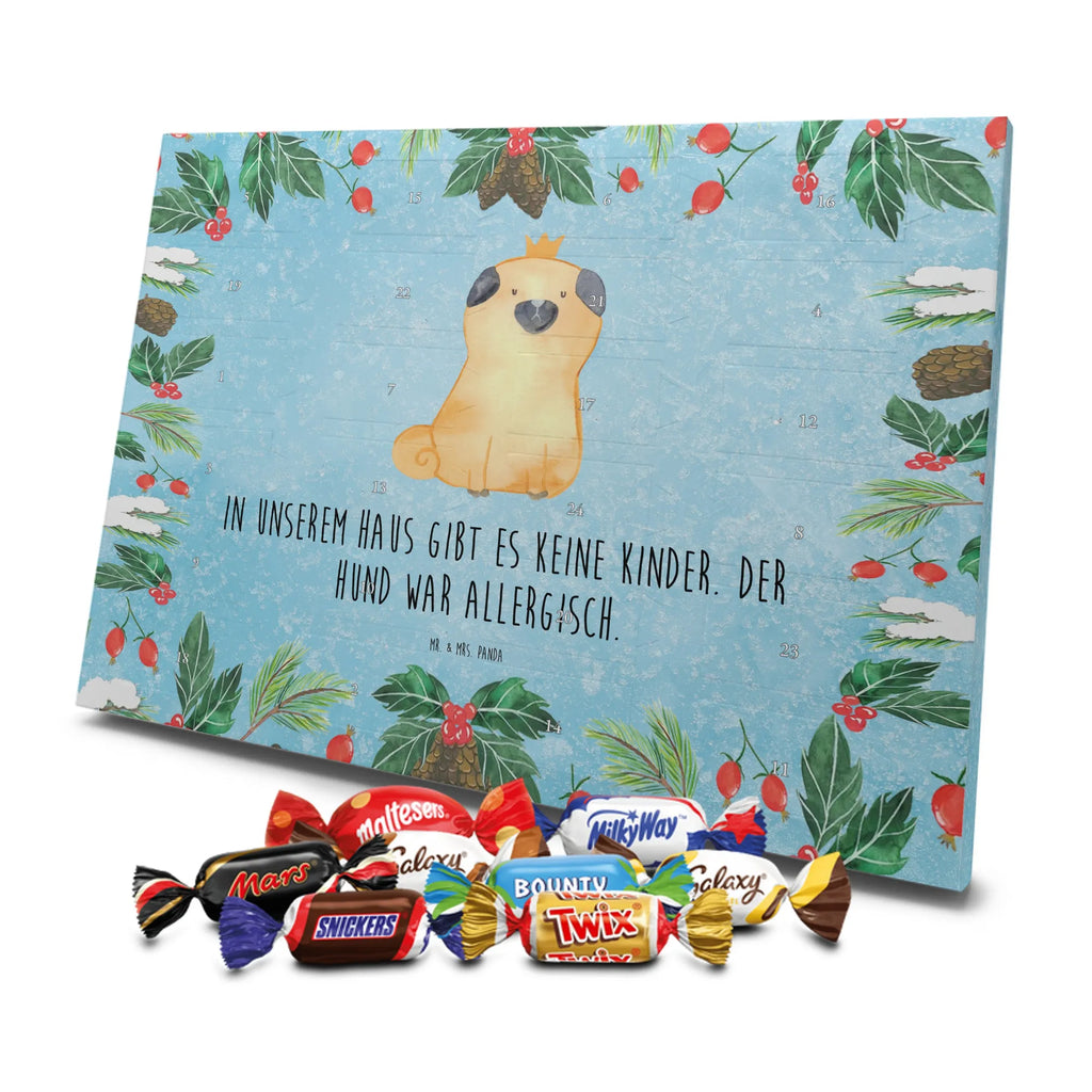 Chocolate advent calendar pug Crown mutt, dog sayings, love dogs, dog mama, funny gifts for dog owners, woof, what do you give a dog lover, dog breed, Christmas gifts for dogs, gifts for dogs, bag with dog print, love for dogs, hound, dog decorative items, childless, allergic, dog owners. Saying, Pug, house rules