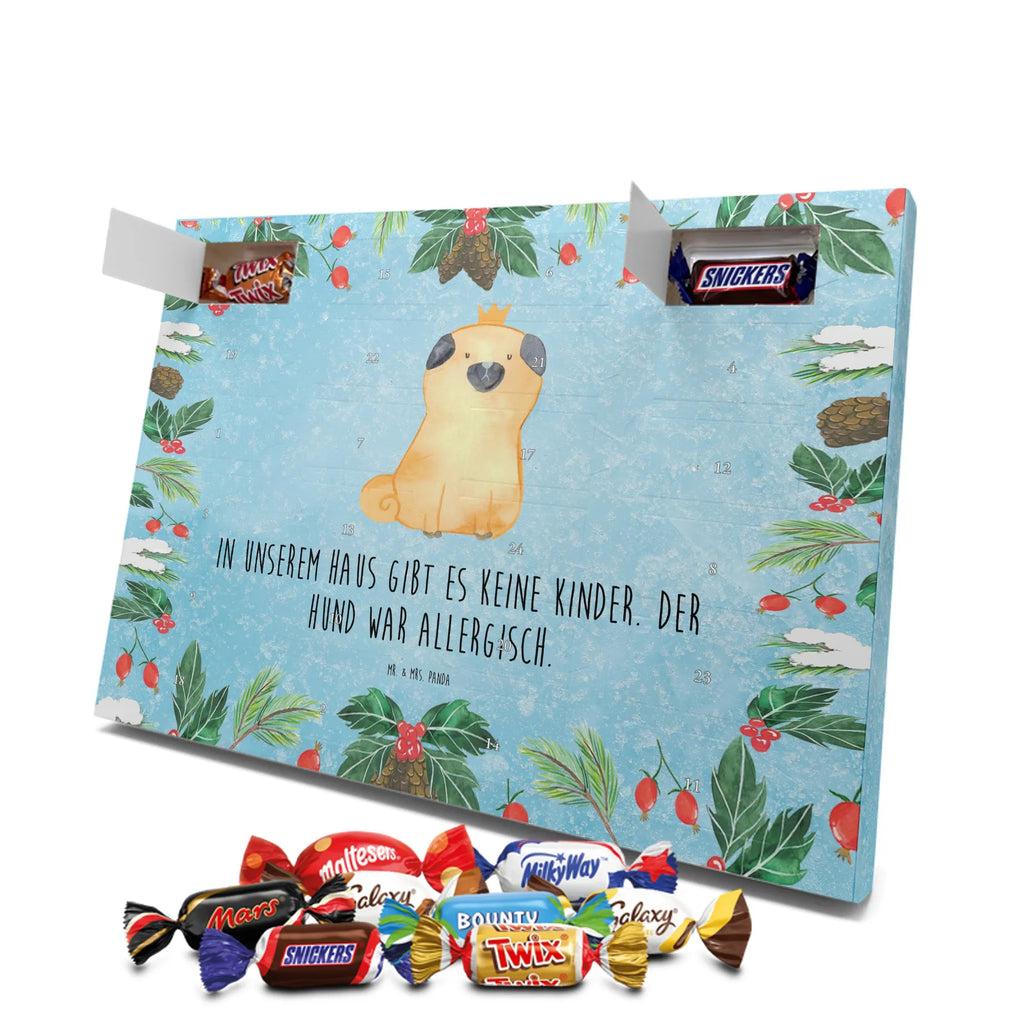 Chocolate advent calendar pug Crown mutt, dog sayings, love dogs, dog mama, funny gifts for dog owners, woof, what do you give a dog lover, dog breed, Christmas gifts for dogs, gifts for dogs, bag with dog print, love for dogs, hound, dog decorative items, childless, allergic, dog owners. Saying, Pug, house rules