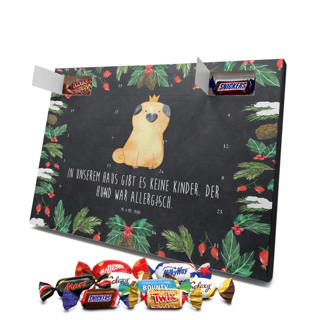 Chocolate advent calendar pug Crown mutt, dog sayings, love dogs, dog mama, funny gifts for dog owners, woof, what do you give a dog lover, dog breed, Christmas gifts for dogs, gifts for dogs, bag with dog print, love for dogs, hound, dog decorative items, childless, allergic, dog owners. Saying, Pug, house rules