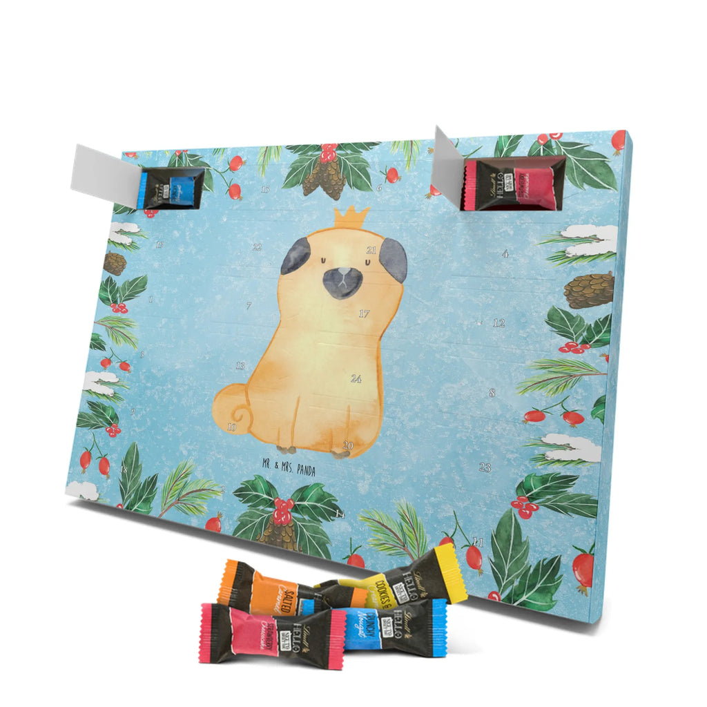 Chocolate advent calendar pug Crown mutt, dog sayings, love dogs, dog mama, funny gifts for dog owners, woof, what do you give a dog lover, dog breed, Christmas gifts for dogs, gifts for dogs, bag with dog print, love for dogs, hound, dog decorative items, childless, allergic, dog owners. Saying, Pug, house rules
