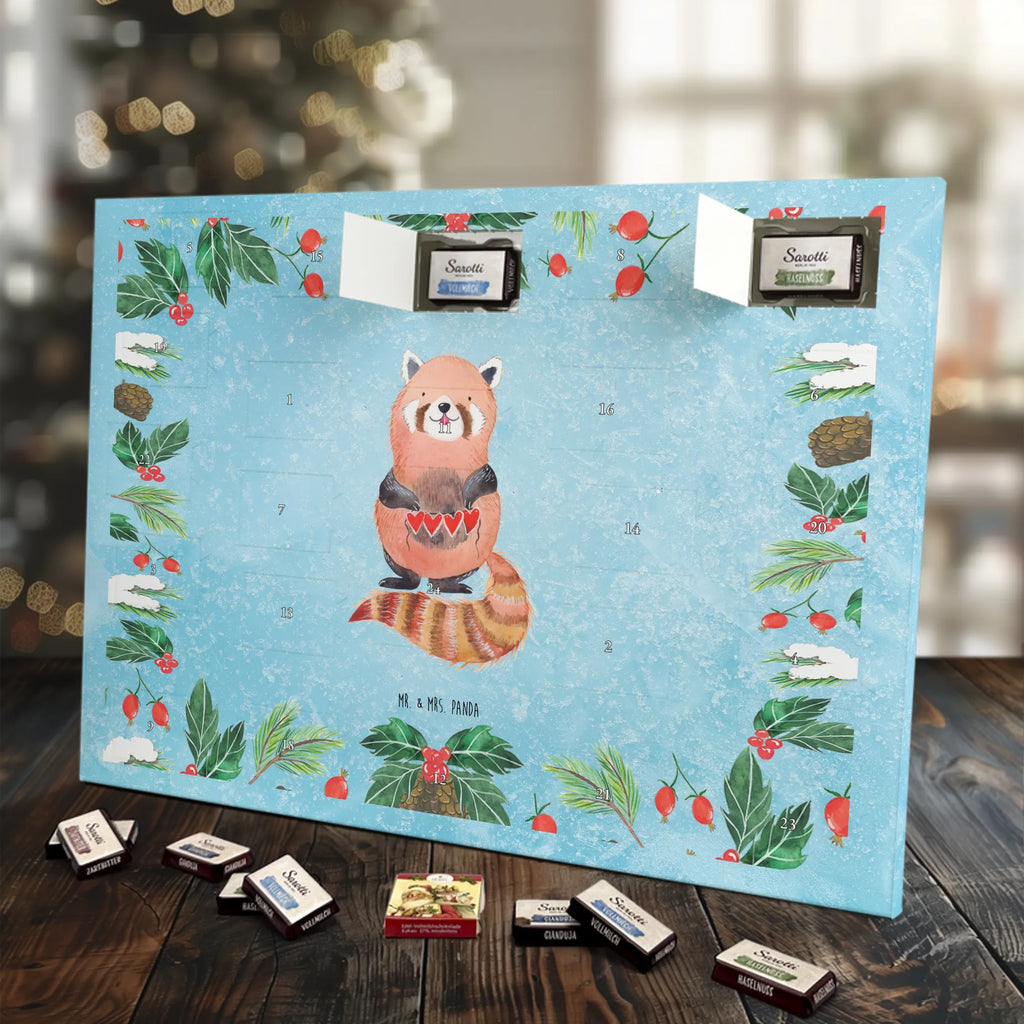 Chocolate advent calendar red panda gift ideas, gifts, small animals, good mood, cute, funny sayings, cute animal motives, hand drawn, special gifts, card, animal lover, favourite person, darling, red, heart