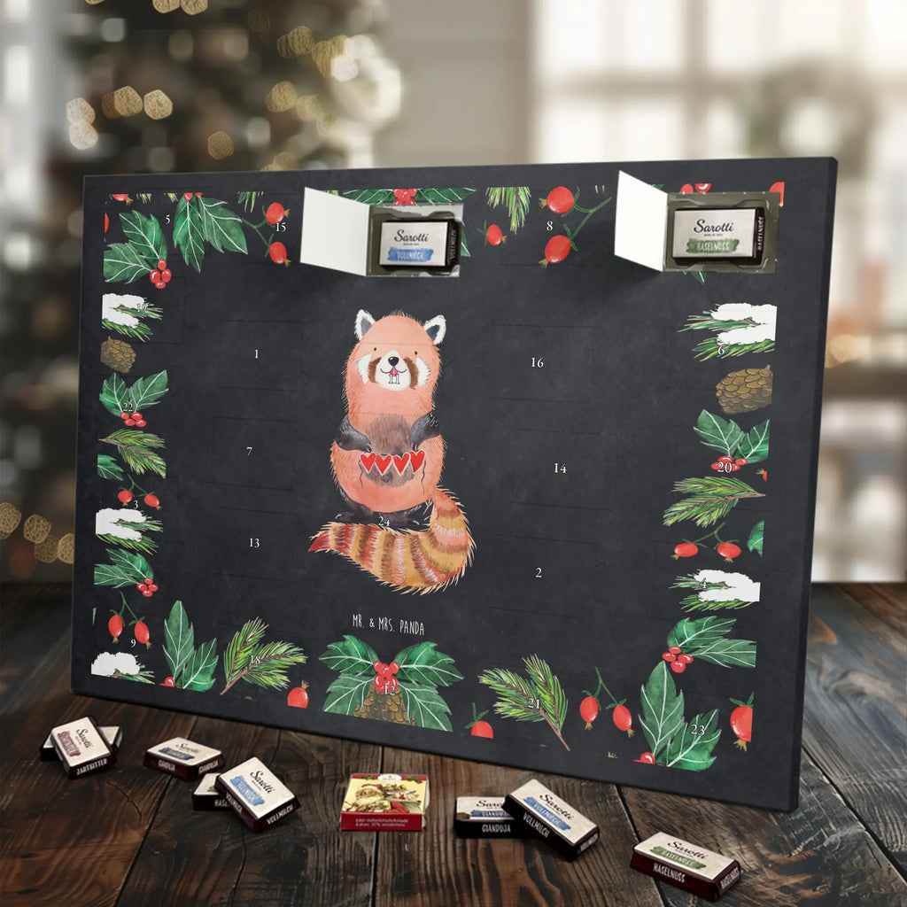 Chocolate advent calendar red panda gift ideas, gifts, small animals, good mood, cute, funny sayings, cute animal motives, hand drawn, special gifts, card, animal lover, favourite person, darling, red, heart