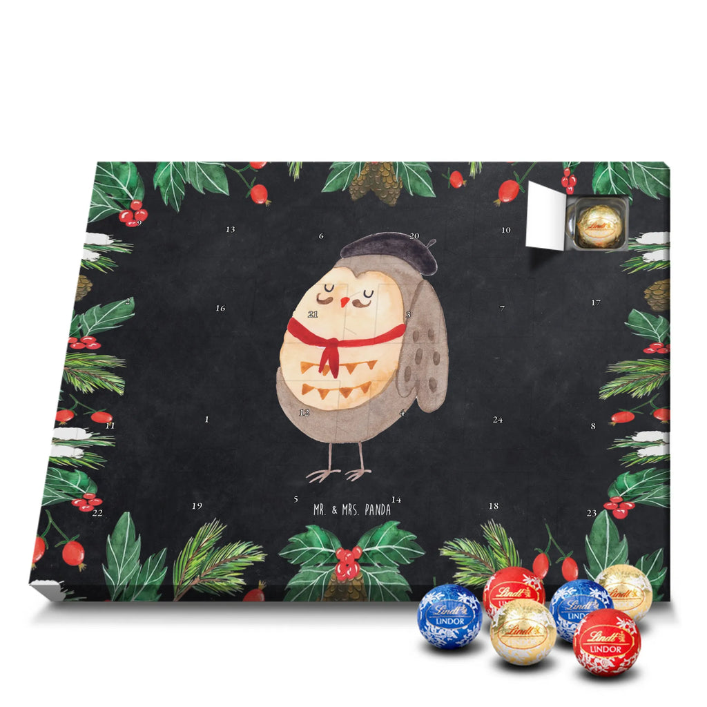 Chocolate advent calendar Owl France illustrated, nocturnal, romantic gift, gift ideas, birthday present, forest animal, bird, owl decor, Owls, Life is beautiful, Say beautiful, France, Say French, Owl decoration