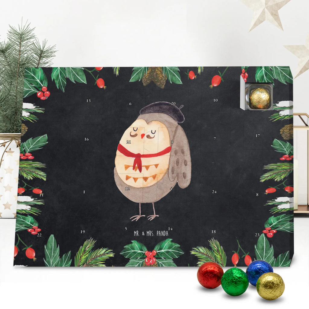 Chocolate advent calendar Owl France illustrated, nocturnal, romantic gift, gift ideas, birthday present, forest animal, bird, owl decor, Owls, Life is beautiful, Say beautiful, France, Say French, Owl decoration