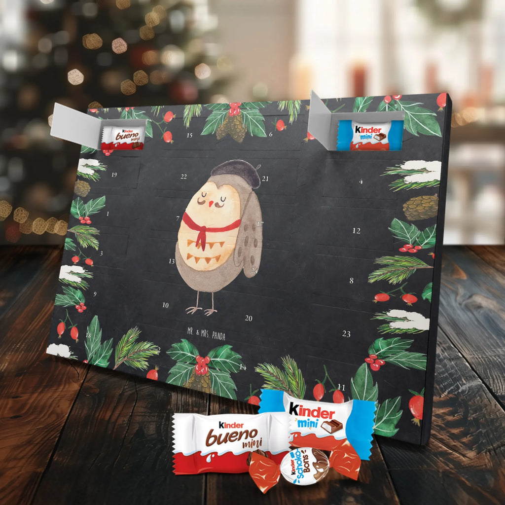 Chocolate advent calendar Owl France illustrated, nocturnal, romantic gift, gift ideas, birthday present, forest animal, bird, owl decor, Owls, Life is beautiful, Say beautiful, France, Say French, Owl decoration