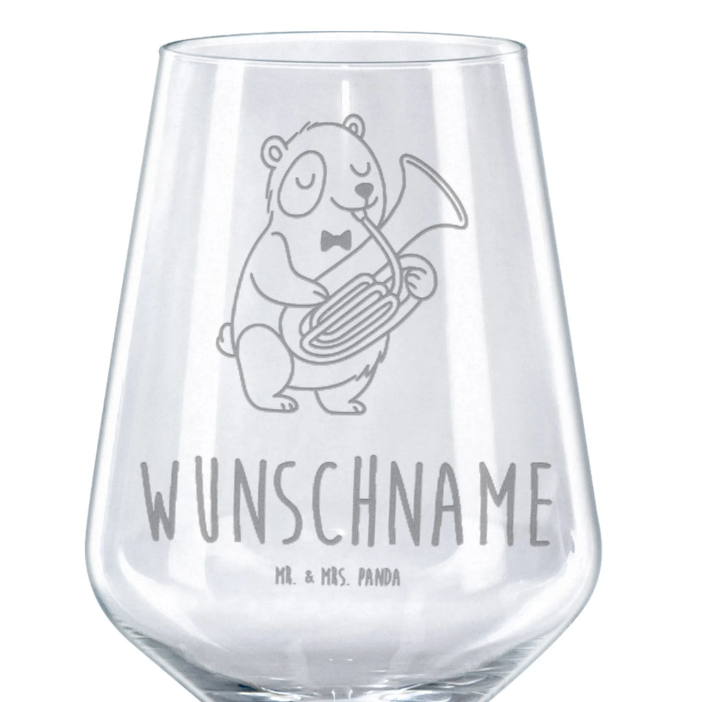 Personalized Red Wine Glass Panda tenor horn Instruments, gifts for musicians, music enthusiasts