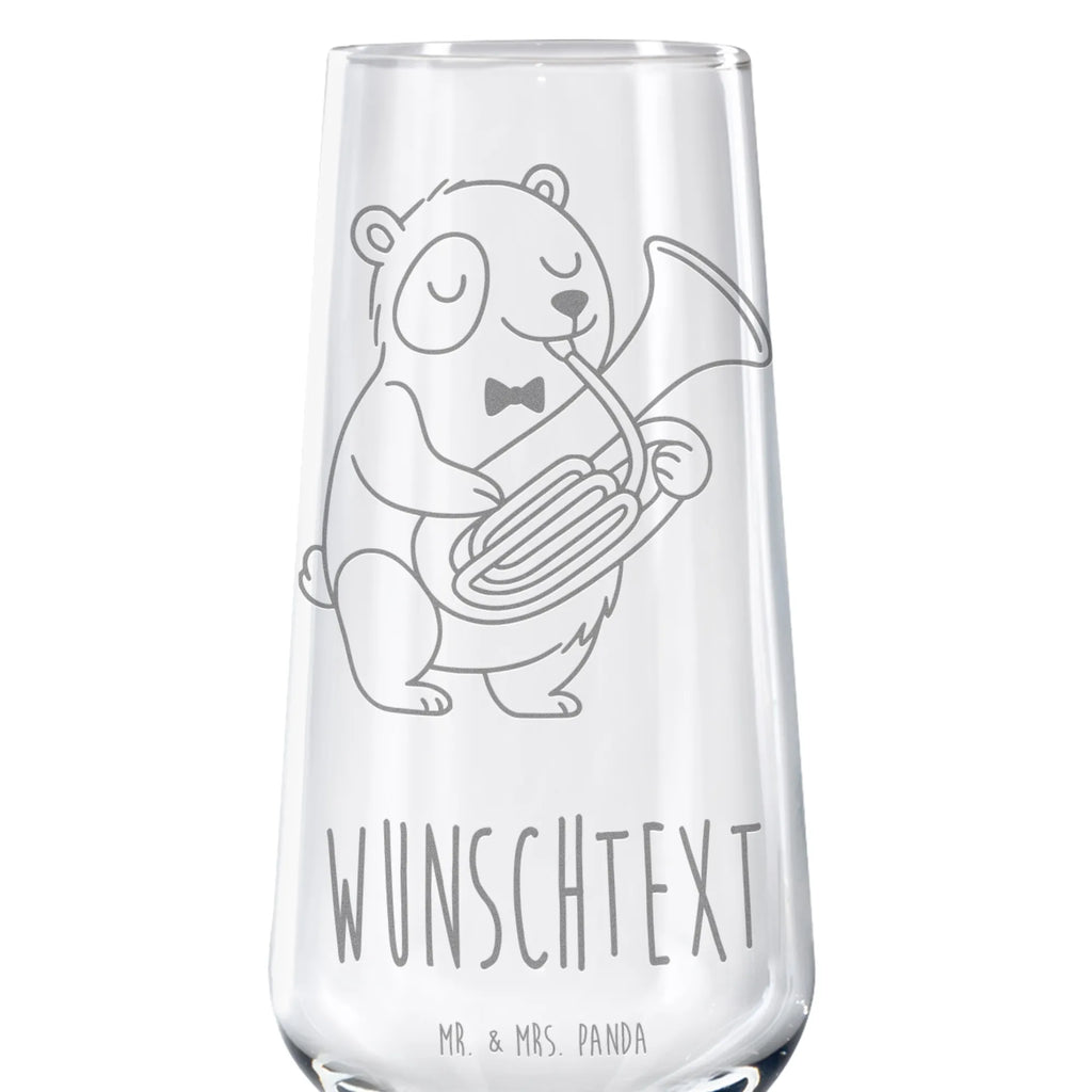 Personalized Sparkling Wine Glass Panda tenor horn Instruments, gifts for musicians, music enthusiasts