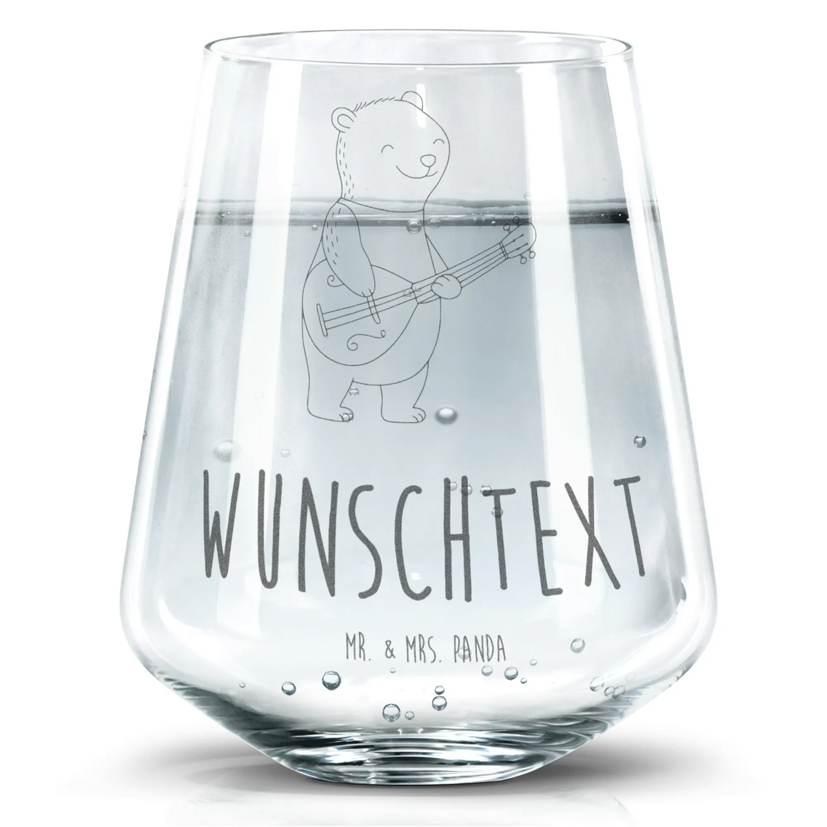 Personalized Drinking Glass Bear Mandolin Instruments, gifts for musicians, music enthusiasts