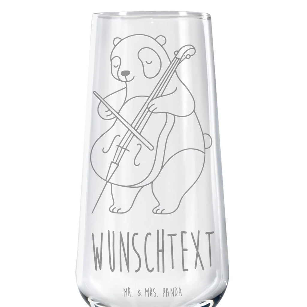 Personalized Sparkling Wine Glass Panda Cello Instruments, gifts for musicians, music enthusiasts