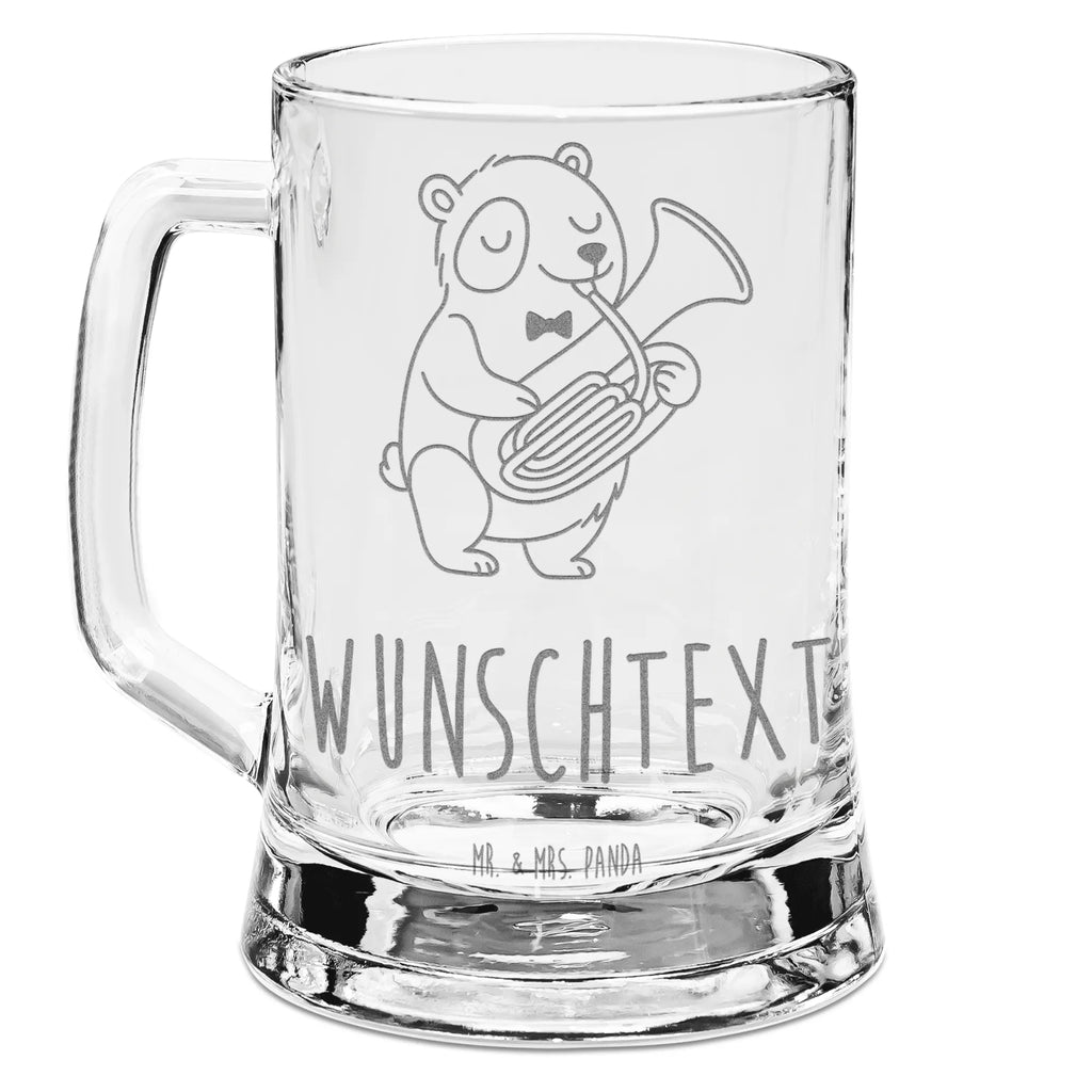 Personalizowany kufel do piwa z grawerem Panda waltornia tenorowa Instrumenty, prezenty dla muzyków, miłośników muzyki