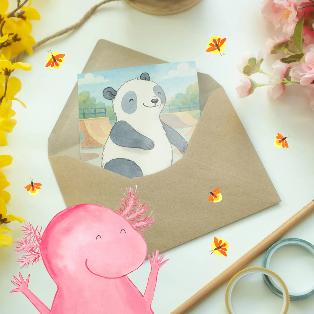 Greetings card panda roller blading Design Valentine&#39;s Day card, man, Love greeting card, wedding, favorite person, boy, grandma, high school graduation, Voucher card, gift ideas, wedding card, greeting card, Easter cards, friendship, Christmas cards, money gifts, folding card, birthday card, girlfriend, grandpa, boyfriend, Baptism, encouragement, woman, Gift, giving, thank you, award, profit, athlete, Inline skating, roller skating, roller blading