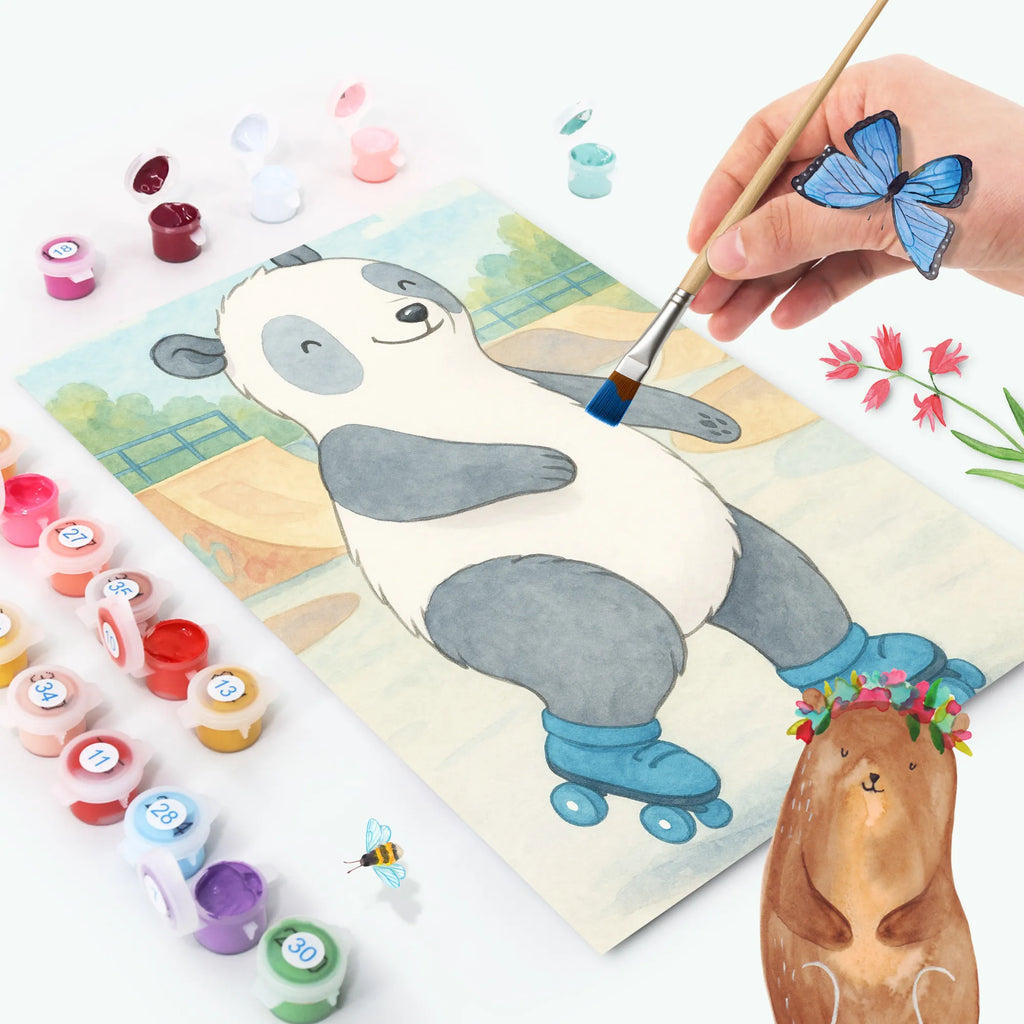 Paint by Numbers panda roller blading Design Gift, giving, thank you, award, profit, athlete, roller blading, Inline skating, roller skating