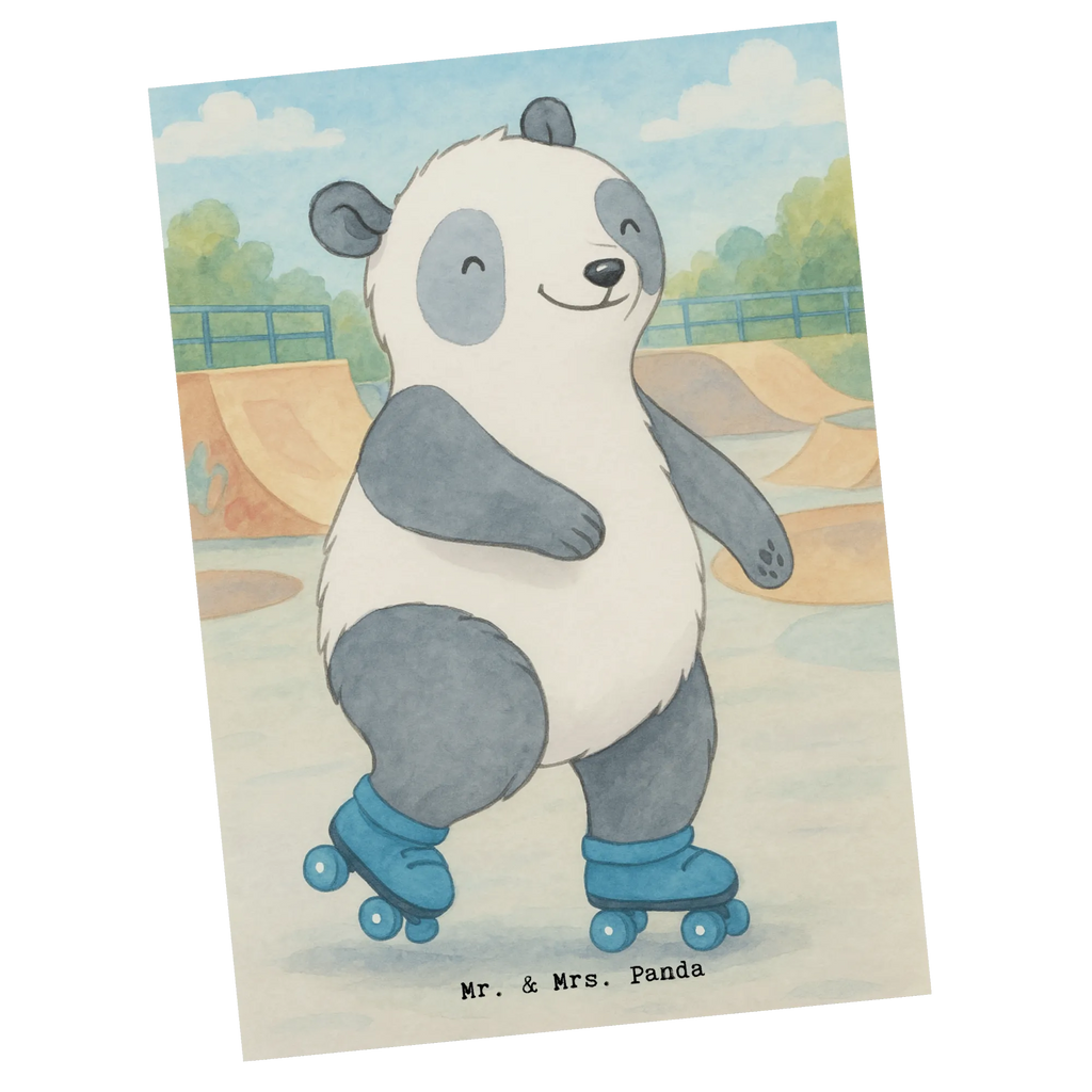 Postcard panda roller blading Design Gift, giving, thank you, award, profit, athlete, roller skating, roller blading, Inline skating